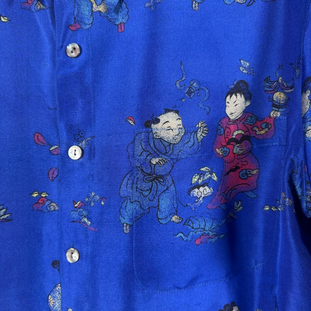 Chico's Design‎ VTG Button-up Blouse Women Size Large Asian-Inspired 100% Silk - Picture 3 of 13